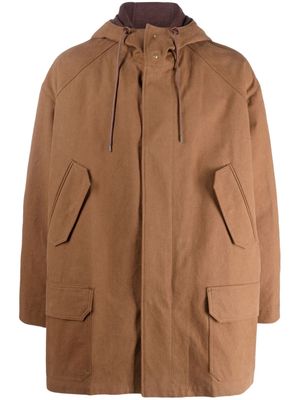 Auralee detachable-layer hooded coat - Brown