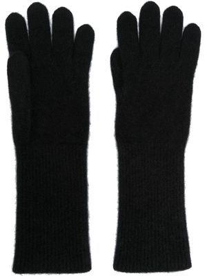 Auralee fine-ribbed cashmere gloves - Black