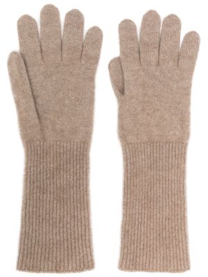 Auralee fine-ribbed cashmere gloves - Neutrals
