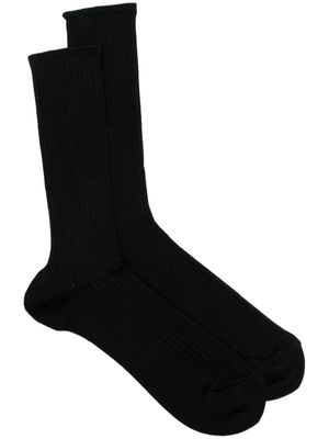 Auralee Giza ribebd ankle socks - Black
