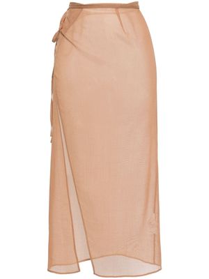 Auralee Leno semi-sheer midi skirt - Brown