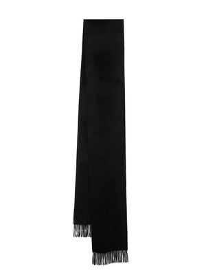 Auralee logo-patch fringed cashmere scarf - Black
