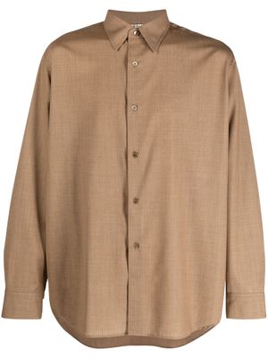 Auralee long-sleeve wool shirt - Brown