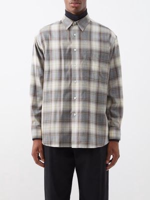 Auralee - Patch-pocket Check Herringbone-wool Shirt - Mens - Multi