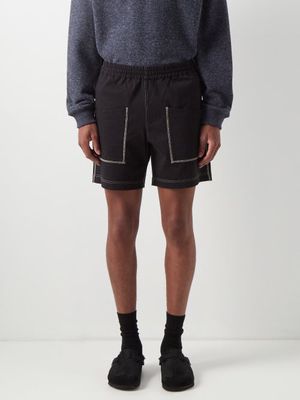 Auralee - Patch-pocket Organic Cotton-jersey Shorts - Mens - Black