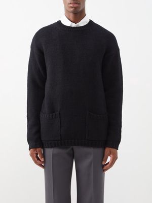 Auralee - Patch-pocket Wool Sweater - Mens - Black