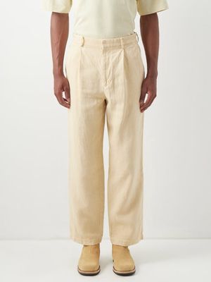 Auralee - Pleated Washi-canvas Trousers - Mens - Beige