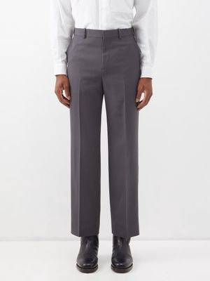 Auralee - Pleated Wool Trousers - Mens - Dark Grey