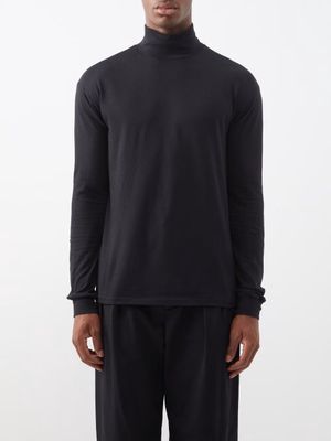 Auralee - Roll-neck Cotton-jersey Long-sleeved T-shirt - Mens - Black