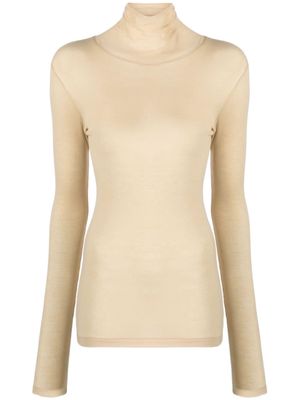 Auralee roll-neck cotton top - Neutrals
