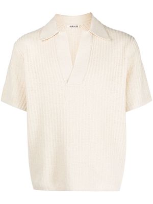 Auralee short-sleeve cotton-wool jumper - Neutrals