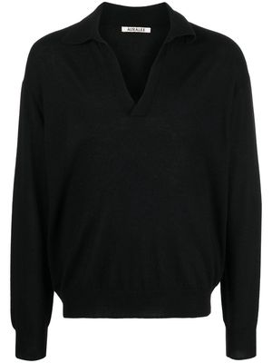 Auralee spread-collar polo shirt - Black