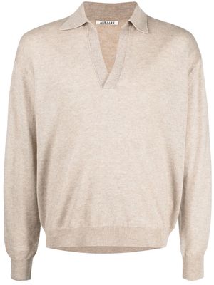 Auralee spread-collar polo shirt - Neutrals