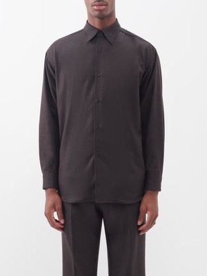 Auralee - Super 160s Wool-flannel Shirt - Mens - Dark Brown