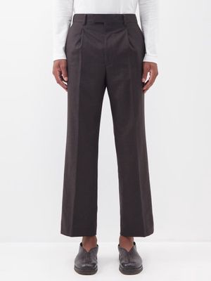Auralee - Super 160s Wool-flannel Straight-leg Trousers - Mens - Dark Brown