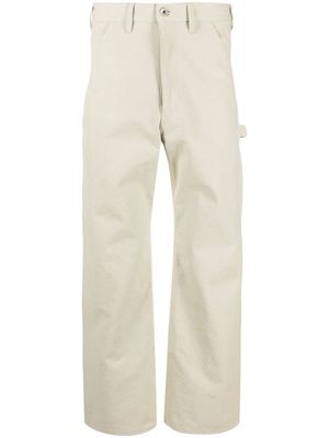 Auralee washed canvas straight-leg trousers - Neutrals