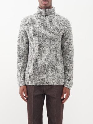 Auralee - Wool-blend Zip Roll-neck Sweater - Mens - White Multi