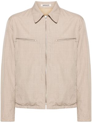 Auralee zip-up wool shirt jacket - Neutrals