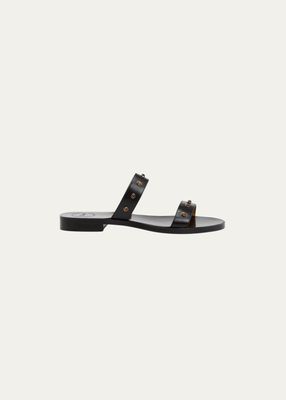 Aurna Studded Two-Band Slide Sandals