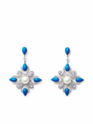 AUTORE 18kt white gold Capri diamond, sapphire and pearl earrings - Silver