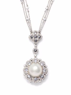 AUTORE 18kt white gold Rococo diamond and pearl pendant necklace - Silver