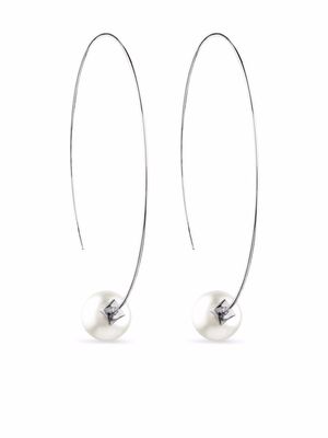 AUTORE MODA 9kt white gold Rebekah South Sea pearl hoop earrings - Silver