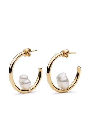 AUTORE MODA 9kt yellow gold Camille pearl hoop earrings