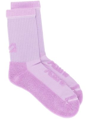 Autry appliqué-logo ankle socks - Purple