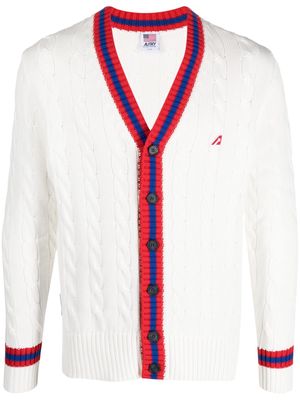 Autry cable-knit V-neck cardigan - White