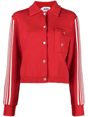 Autry chest-pocket striped shirt jacket - Red