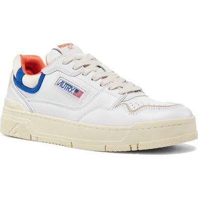 AUTRY CLC Low Top Sneaker in White/Orange/Blue 