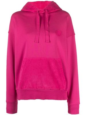 Autry corduroy-panel cotton hoodie - Pink