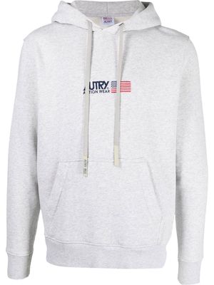 Autry Embro embroidered-logo mélange hoodie - Grey
