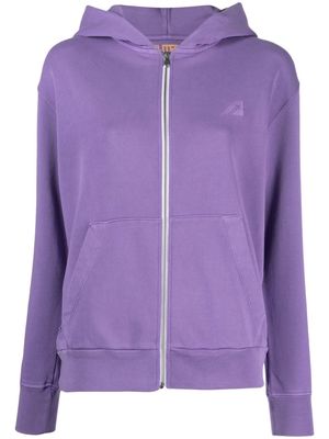 Autry embroidered-logo cotton hoodie - Purple