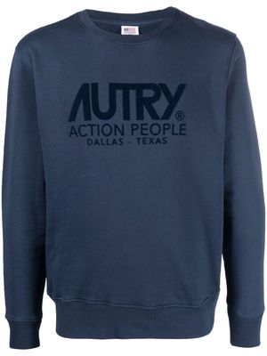 Autry flocked-logo crew-neck sweatshirt - Blue