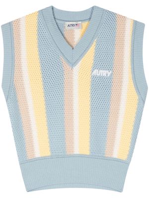 Autry intarsia-knit cotton vest - Blue
