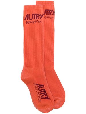 Autry intarsia-knit logo ankle socks - Orange