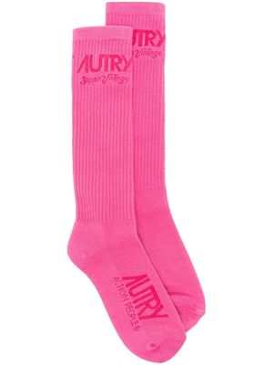 Autry intarsia-knit logo ankle socks - Pink