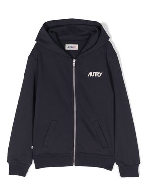 Autry Kids logo-embroidered zipped-up hoodie - Blue