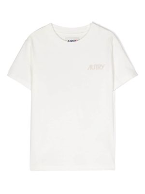 Autry Kids logo-flocked cotton T-shirt - White