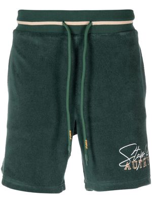 Autry logo-embroidered cotton-blend track shorts - Green