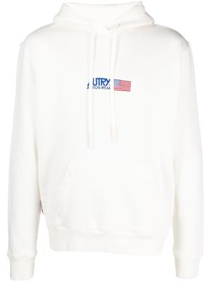 Autry logo-embroidered cotton hoodie - White