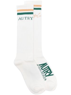 Autry logo-embroidered cotton socks - White