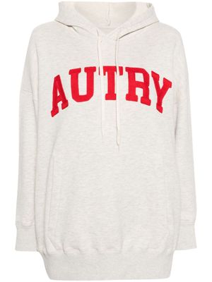 Autry logo-embroidered mélange hoodie - Grey