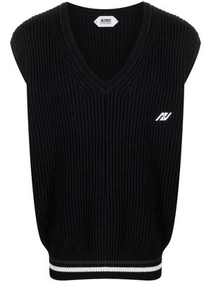Autry logo-embroidered ribbed-knit vest - Blue
