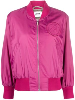 Autry logo-embroidered zip-up bomber jacket - Pink
