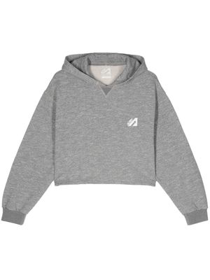 Autry logo-flocked cropped hoodie - Grey