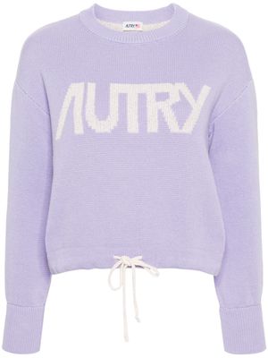 Autry logo-intarsia drawstring jumper - Purple