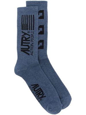 Autry logo intarsia-knit socks - Blue