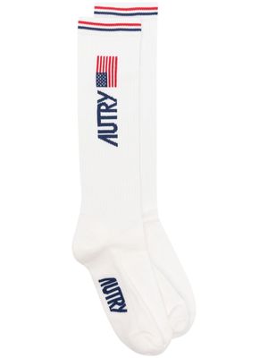 Autry logo-jacquard socks - White